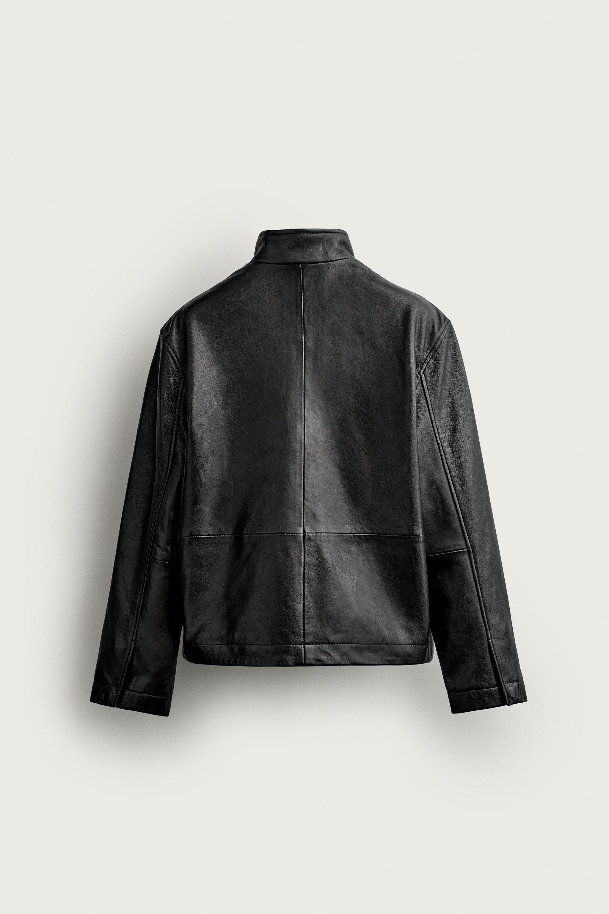 BLOUSON EN CUIR EFFET DÉLAVÉ